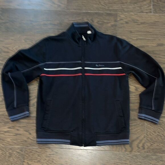 Ben Sherman Striped Varsity retro Track Suit Mens Blue Full Zipper jacket M - Picture 1 of 5